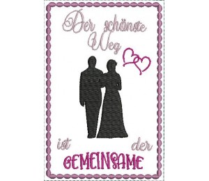 Stickdatei - Postkarte ITH "Der schönste Weg" Hochzeit